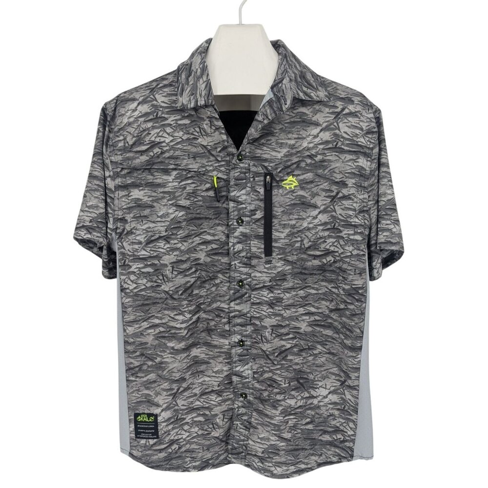 Performance Fishing Button Up Shirt Outdoor Utility Techwear Gorpcore Men Size L